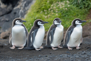 Fototapeta premium southern penguin group living in the nature of Antarctica 