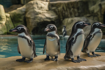 Obraz premium southern penguin group living in the nature of Antarctica 