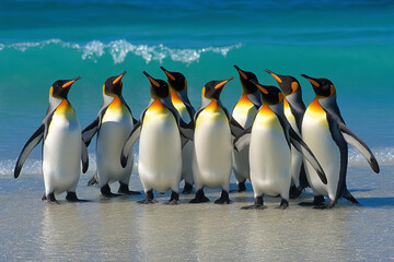 Obraz premium southern penguin group living in the nature of Antarctica 