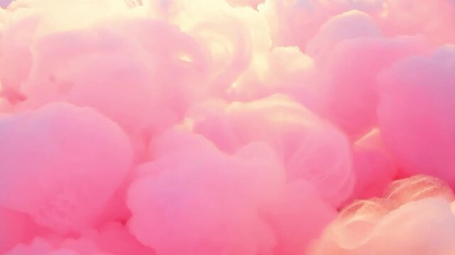 Flying through pink clouds made of candyfloss.