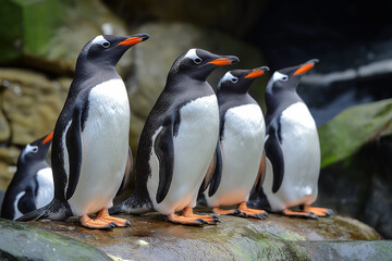 Fototapeta premium southern penguin group living in the nature of Antarctica 