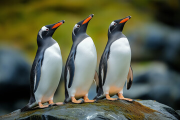 Fototapeta premium southern penguin group living in the nature of Antarctica 