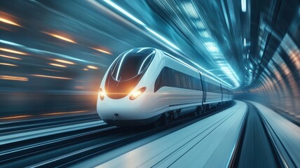 Obraz premium Surreal vision of train traveling through dreamscape with kaleidoscope of colors.