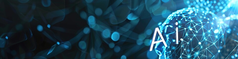 Obraz premium Digital brain AI technology with blue background