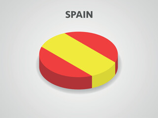 3D Isometric Flag of Spain - Vector Illustration