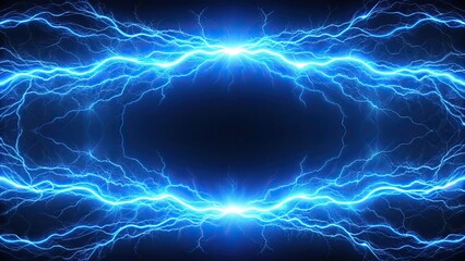 Naklejka premium Blue electric borders with thunderbolt effect, lightning frames, electric, blue, borders, rectangular, square