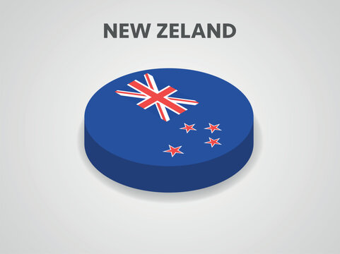 3D Isometric Flag of New Zeland - Vector Illustration