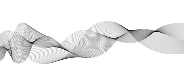 Wavy digital futuristic technology curve ocean lines on transparent background. Vector illustration.