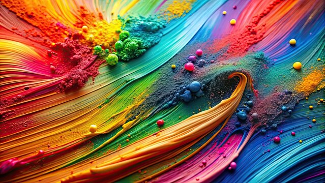 Close-up of a colorful abstract background with vibrant brush strokes and splatters, abstract, background, vibrant