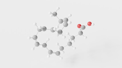 stearidonic acid molecule 3d, molecular structure, ball and stick model, structural chemical formula omega−3 fatty acid