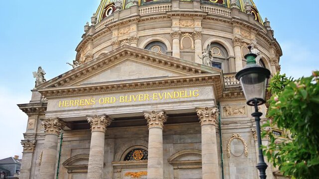 Front view of Frederik's Church in the city centre of Copenhagen, Denmark