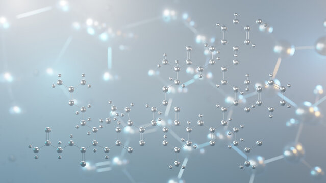 vasopressin molecular structure, 3d model molecule, antidiuretic hormone, structural chemical formula view from a microscope