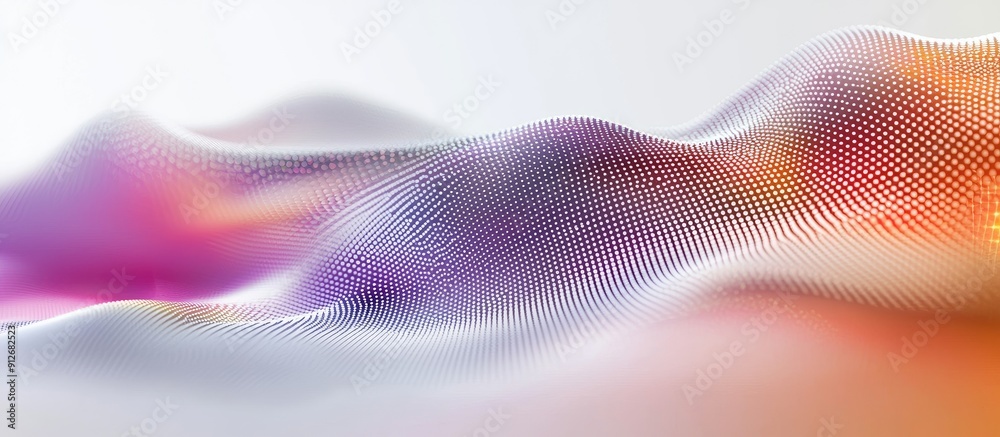 Poster futuristic abstract dot wave with colorful musical elements digital particle wave technology theme s