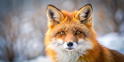 Fototapeta premium Adorable fox with fluffy fur, vibrant orange coat, and curious eyes, cute, fox, animal, wildlife, adorable, fluffy, orange, coat