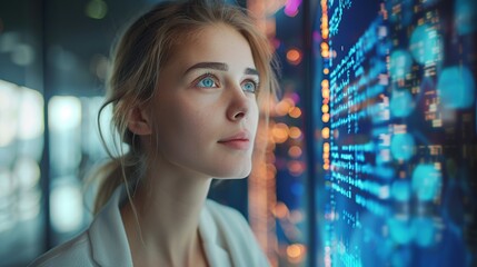 Woman Looking at Data