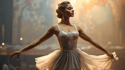 A woman practicing ballet in a dance studio