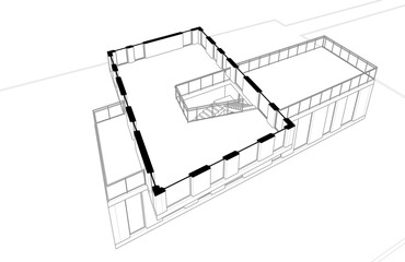 house building sketch architecture 3d illustration