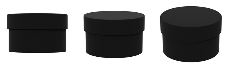 black cylinder cardboard box isolated