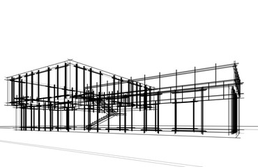 house building sketch architecture 3d illustration