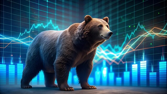 Stock Market Bear Market Trading Graph with Generative AI. Perfect for: Financial Conference, Stock Market Analysis Seminar, Investment Workshop