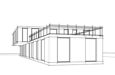 house building sketch architecture 3d illustration