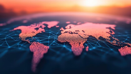 Strategic digital representation of global market expansion, strategy identity, business innovation