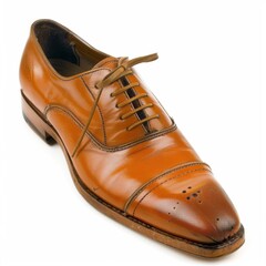 Brown leather shoes isolated on white background. Clipping path included.