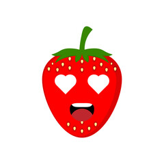 strawberry emoticon illustration vector. Illustration isolated on white backgrounds