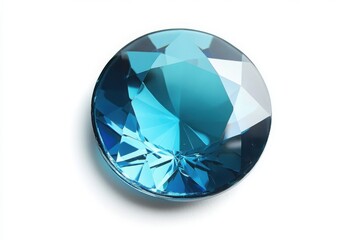 Brilliant Blue Gemstone on White Background