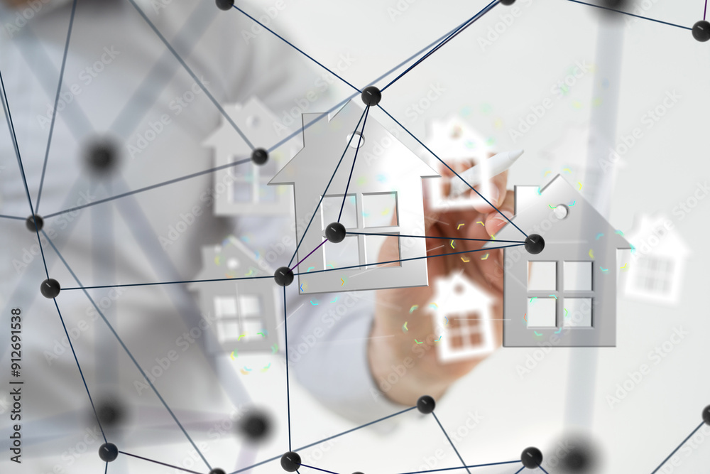 Poster house. data big data visualization background.abstract technology