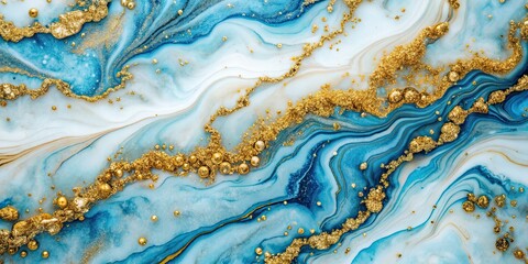 Marble abstract acrylic background with blue and gold sequins texture , marble, abstract, acrylic, background, blue, gold