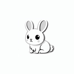 Obraz premium A white rabbit sitting on a white background.