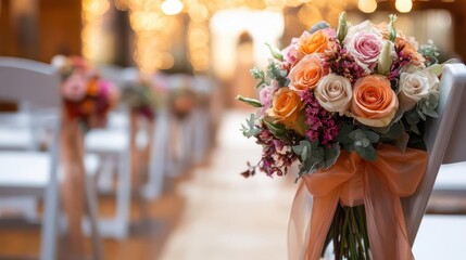 Wedding ceremony, elegant setting, vibrant colors, intimate, detailed