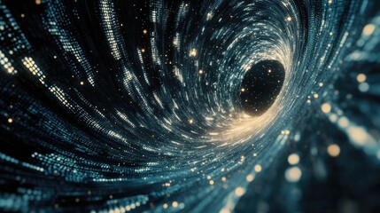 Abstract wave of binary code flowing through space