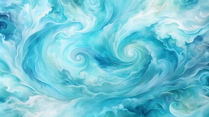 Obraz premium Softly blended aqua and baby blue watercolor hues swirl together in an ethereal dance, creating a mesmerizing abstract texture perfect for a calming wallpaper background.