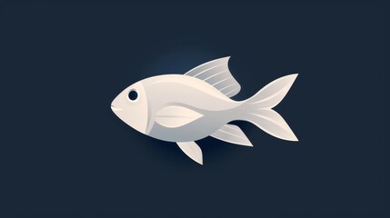 Elegant fish swimming, minimalist, clean lines, basic 2D vector, plain and uncomplicated design