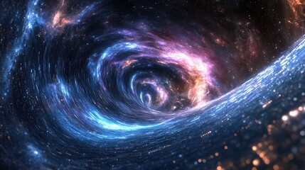 Abstract wave of binary code flowing through space