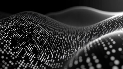 Abstract wave of binary code flowing through space