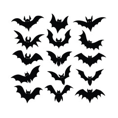 Vampire Bats Silhouettes for Halloween Vector Illustration.