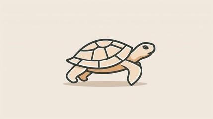 Uncomplicated turtle with a simple shell, Clean lines, Basic and minimalist design, 2D vector, Plain and neat