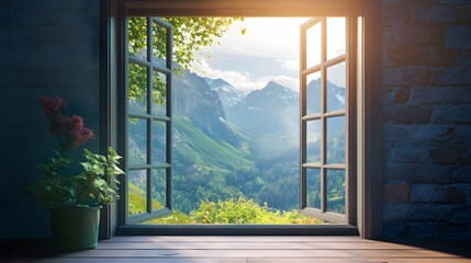 beautiful mountain view from inside the house
