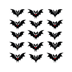 Vampire Bats Silhouettes for Halloween Vector Illustration.