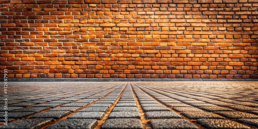 Poster pavement textured like a brick wall with hot asphalt in perspective, pavement, texture, brick wall, 