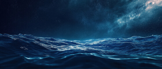 Serene ocean waves under a starry night sky, evoking tranquility and wonder in the vastness of nature's beauty.