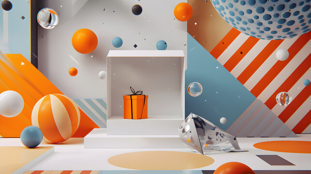 Creative geometric e-commerce booth background