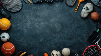 sports accessories frame border background for banner with copy space