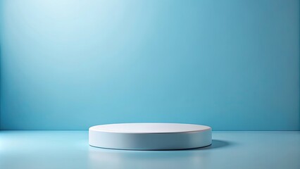 Minimalistic podium for showcasing products on sky blue background, abstract, empty, podium, pedestal, presentation