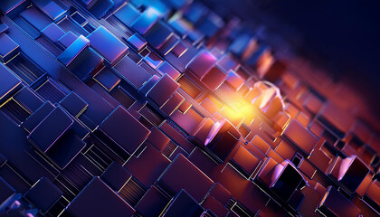 Obraz premium Contemporary abstract digital 3D background. Make a copy of space. utilizing generative artificial intelligence