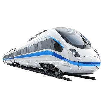 recommend clip art: Modern white and blue high speed train with transparent background clipart isolate for transportation projects