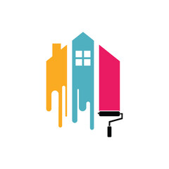 House painting logo design vector template
